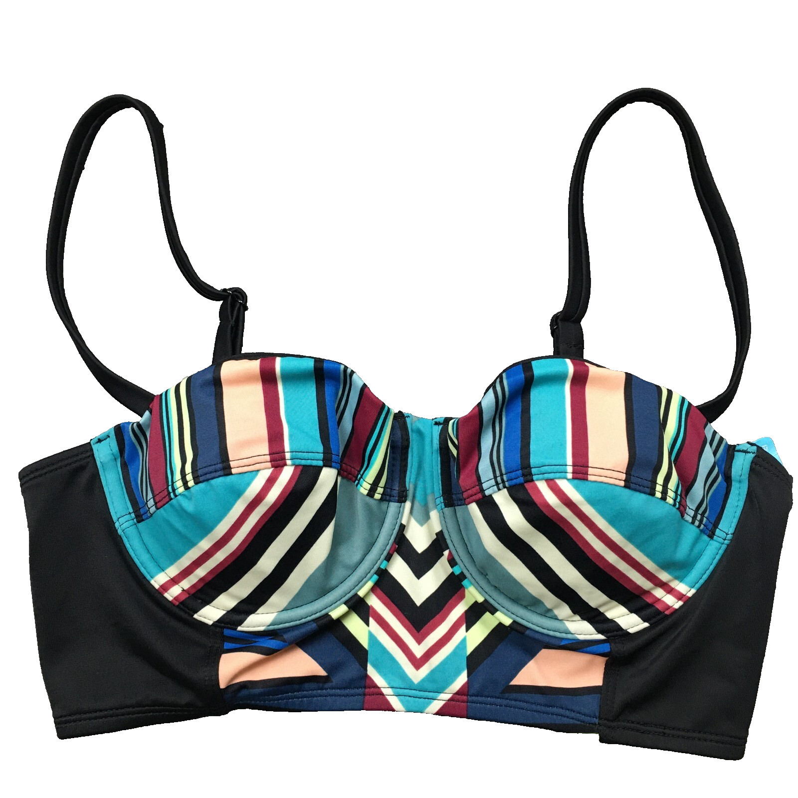 Beach Betty by Miracle Brands Womens Bikini Top Sz S Blue Colorful Padded NWT
