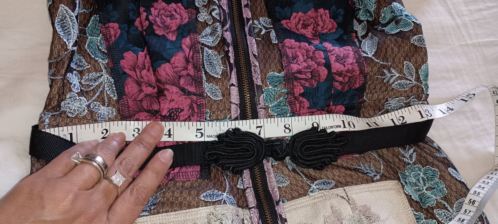 Byron Lars 2P Petite Floral Brocade Sheath Dress Belted Zip Scoop Knee