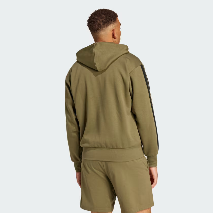 adidas men Essentials 3-Stripes Fleece Hoodie