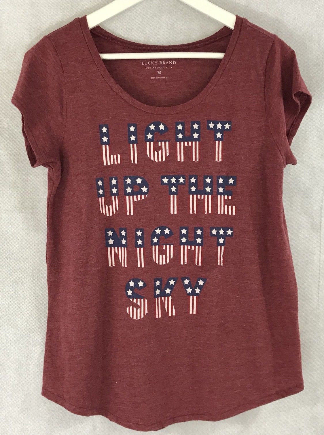 Lucky Brand Tee Shirt Tank Top American Flag Light Up the Night Sky, Pick Size