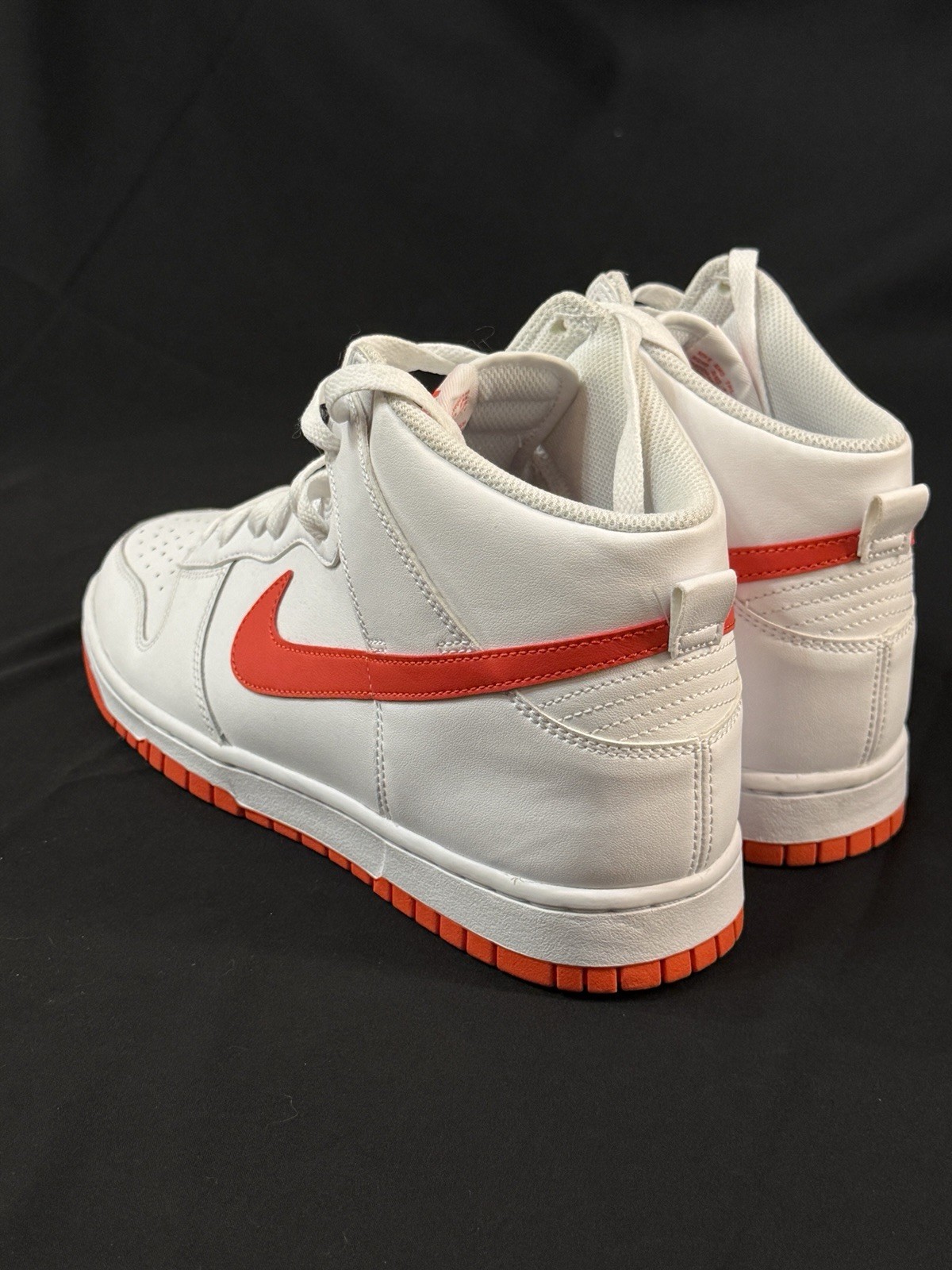 Nike Dunk High Men’s Leather High-Top Lace-Up Sneakers White/Red-Orange