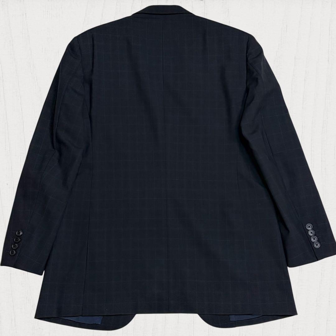 Burberry London Suit Set Men L Black Navy Plaid Wool Mohair 2B Jacket Pants
