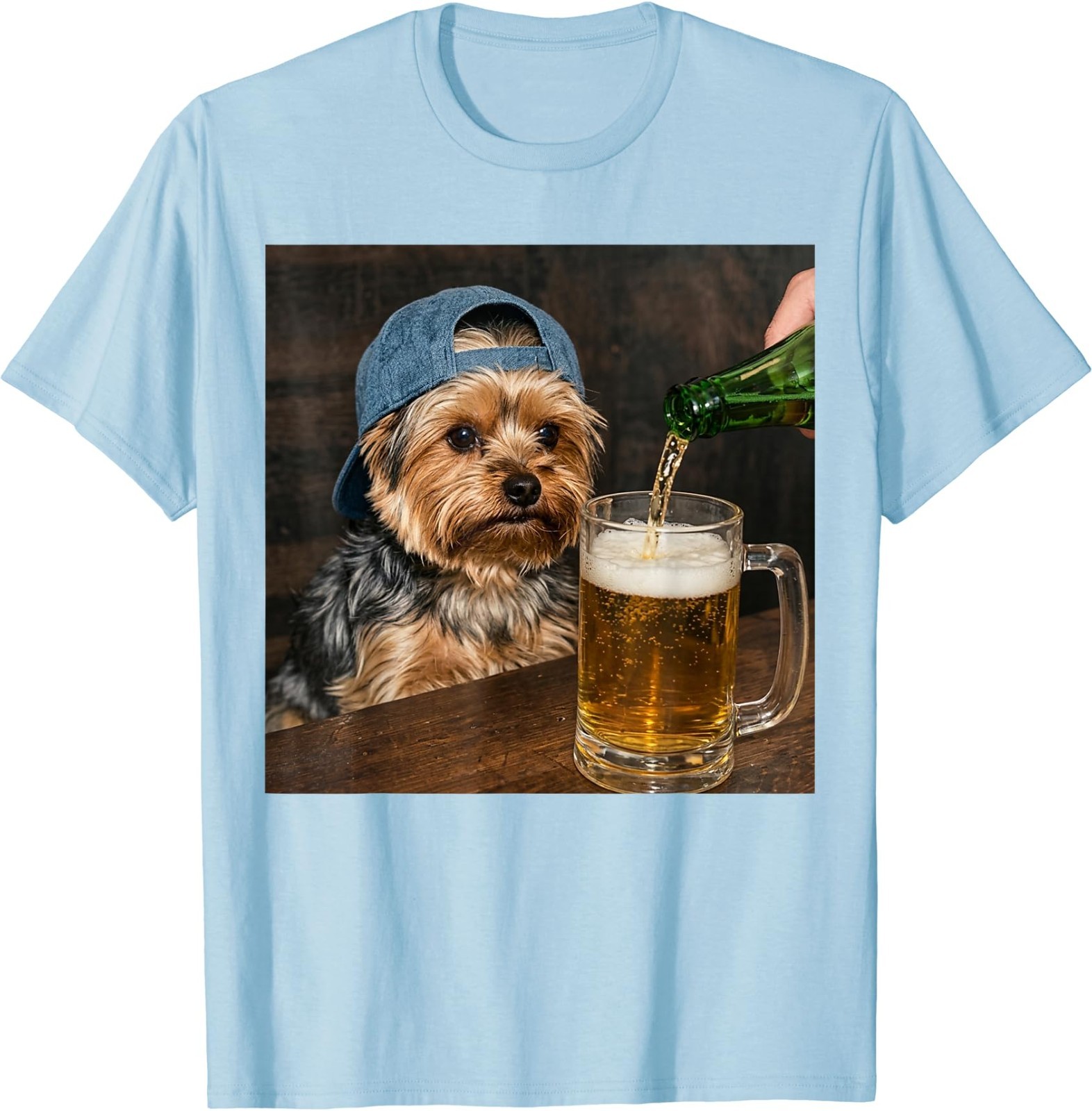 Yorkie Drinking Beer Funny Dog Meme T-Shirt