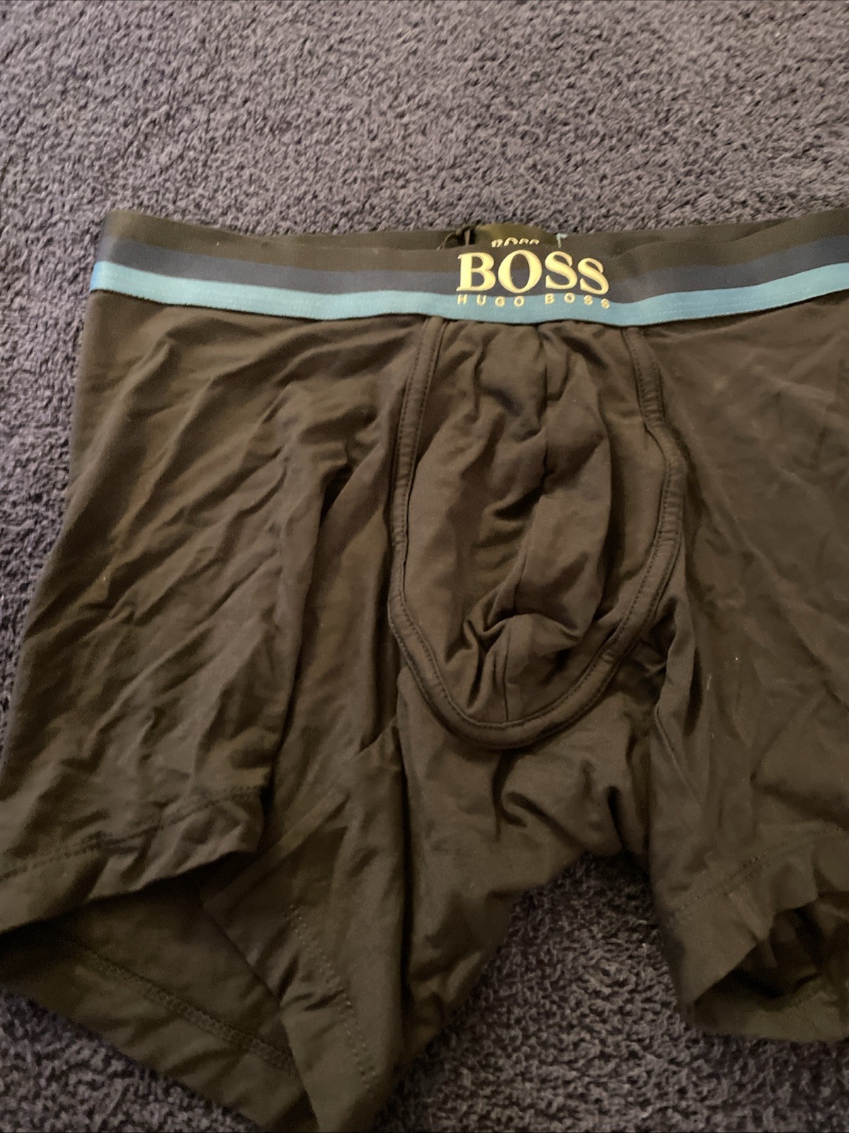 Hugo Boss Men Boxer Briefs Bamboo Blend Black Blue Waistband Size M New W/Tags