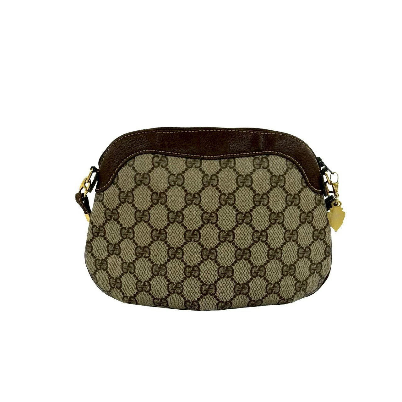 GUCCI Vintage Old Gucci GG Logo Pattern Hardware Leather Mini Shoulder Bag Brown