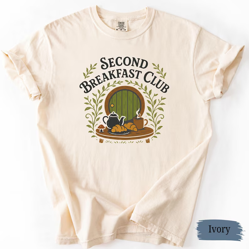 Second Breakfast Club T-Shirt Hobbit Hole Lord Of The Rings Fantasy Tee
