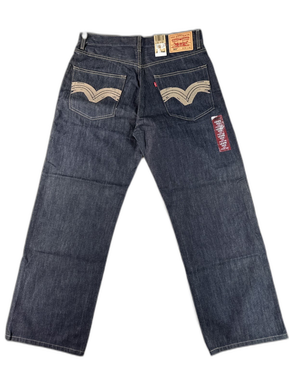 Levi’s 569 Straight Leg Dark Wash Denim Jeans W34 L30 100% Cotton New Tags Mid