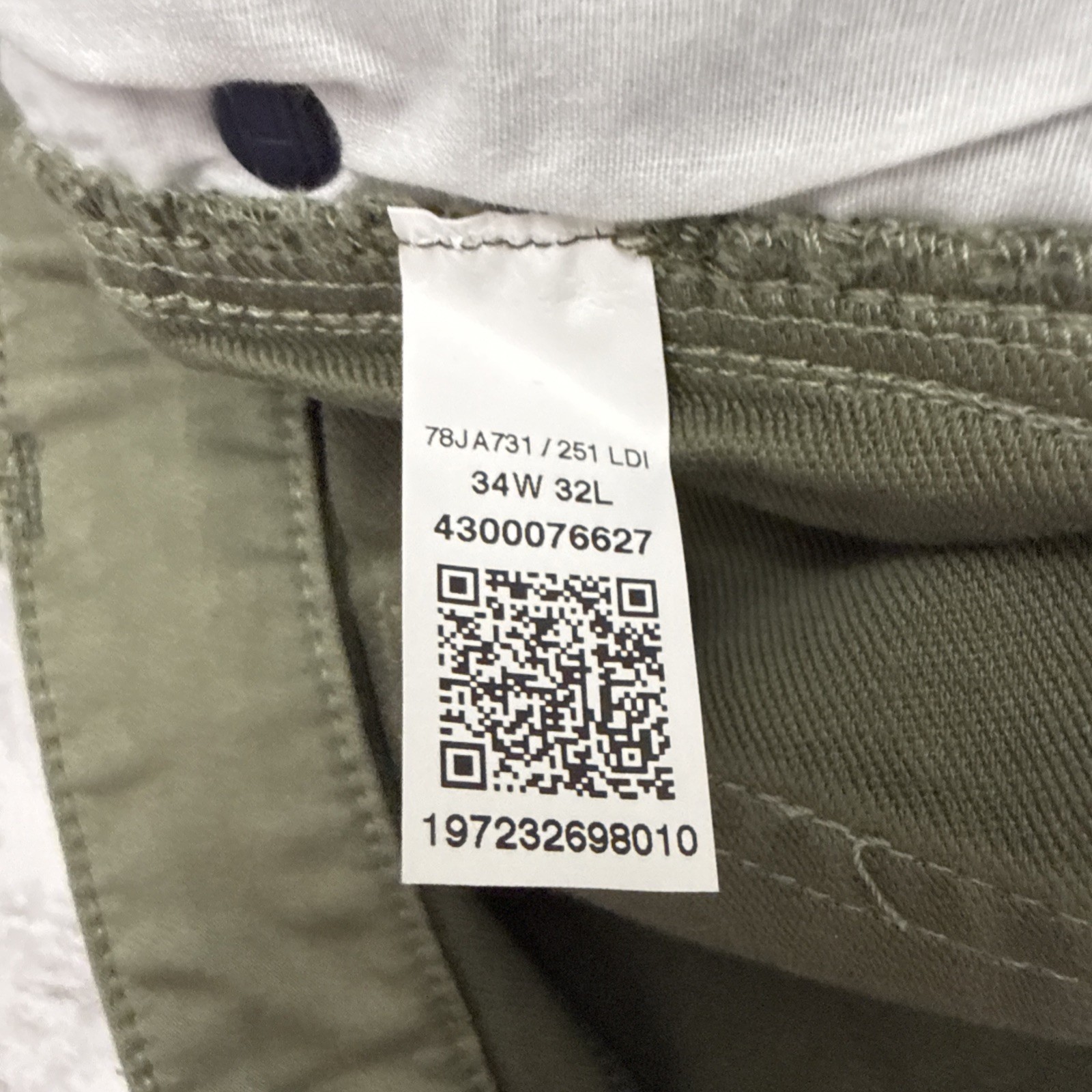Tommy Hilfiger THFlex Men’s Olive Green Chino Size 34×32 Stretch Straight Slim