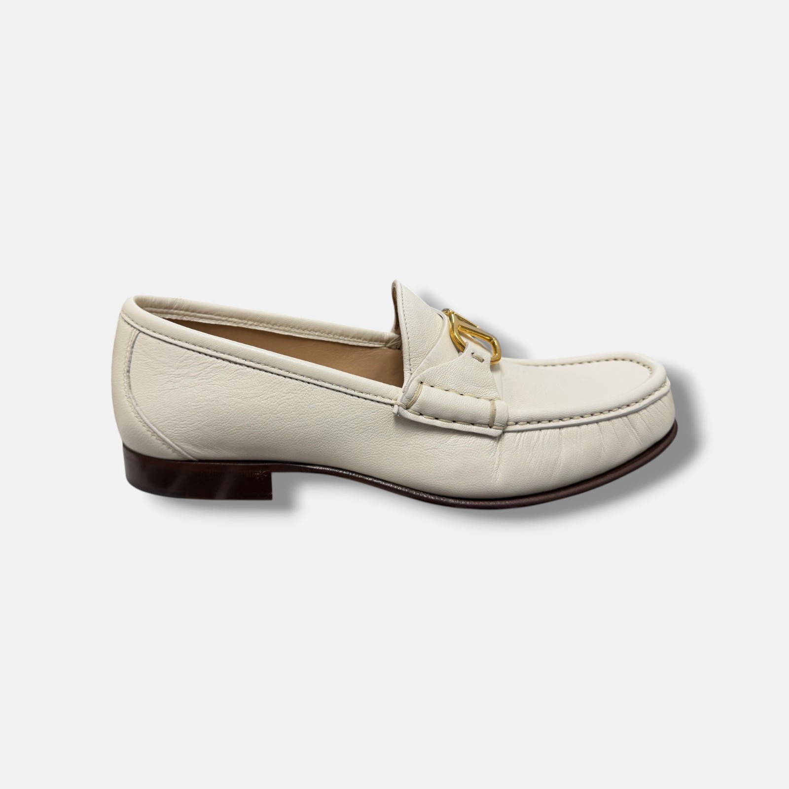 Valentino Garavani Women’s Ivory VLogo Loafers Shoes Size EU:38 US:8