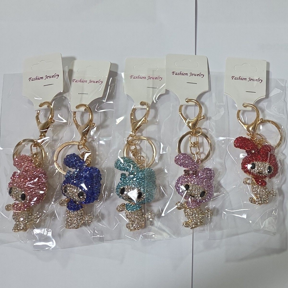 My Melod Set of 5 Keychain Rhinestone Crystal Charm sanrio