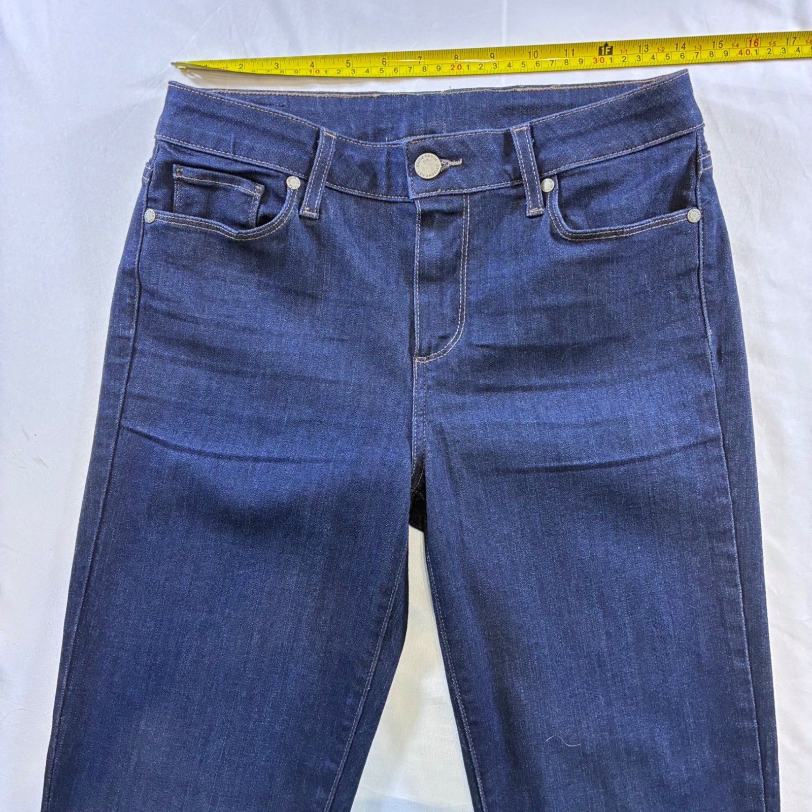 Paige Manhattan Bootcut Jeans 29 Dark Indigo Blue Denim Stretch