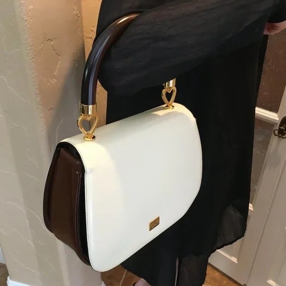MOSCHINO Redwall Tricolor Polished Leather Bag Made in Italy