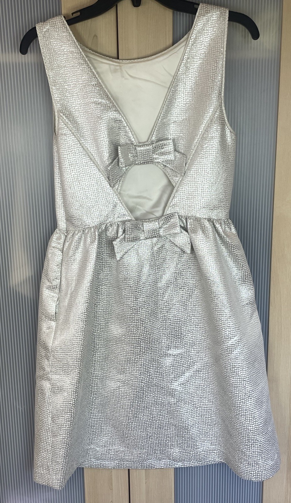Erin Fetherston Coquette Retro Metallic Bow cocktail Dress 6 Bridal Prom Party
