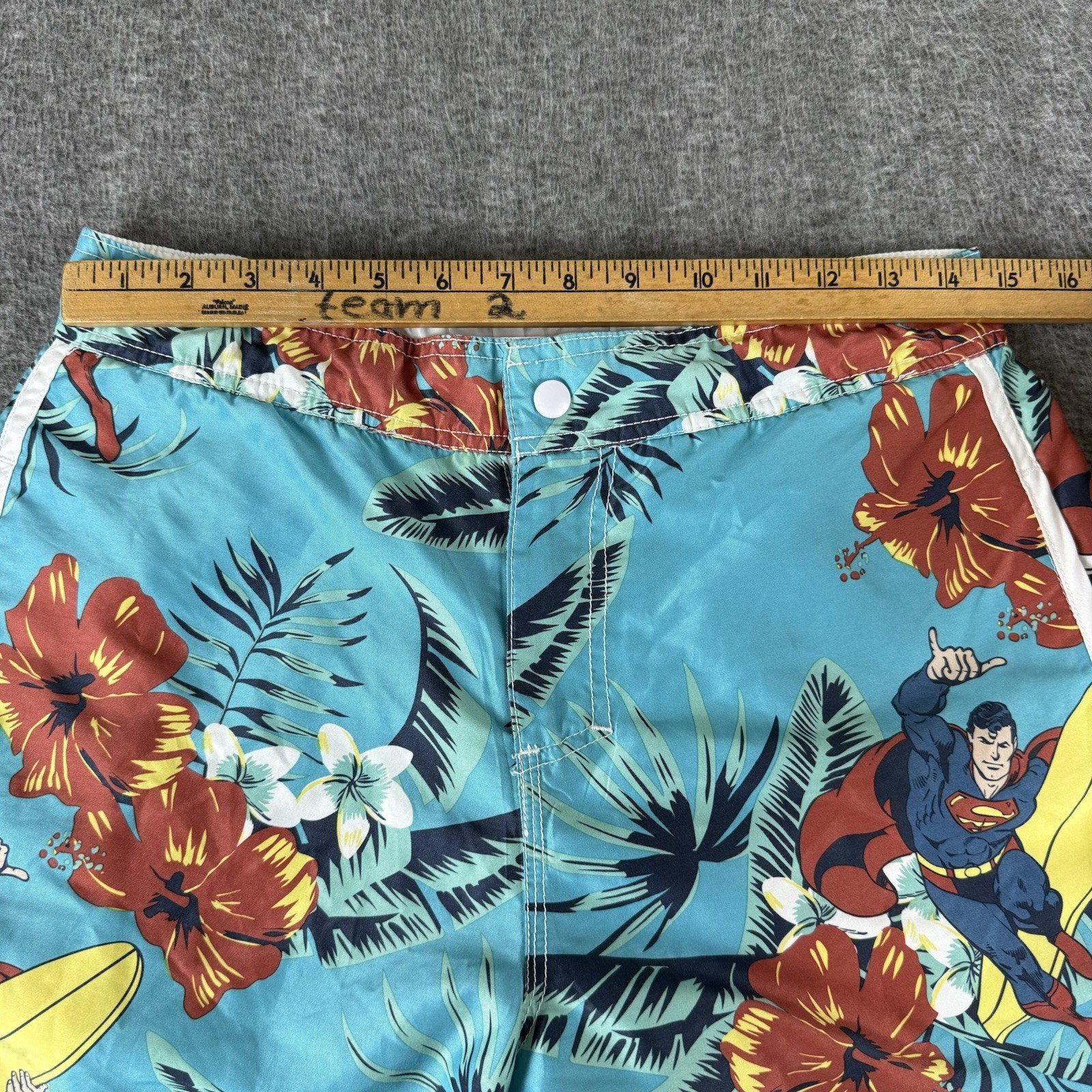 Superman DC Comics Mens Board Shorts Swim Trunks Hawaiian Surf Blue Size S