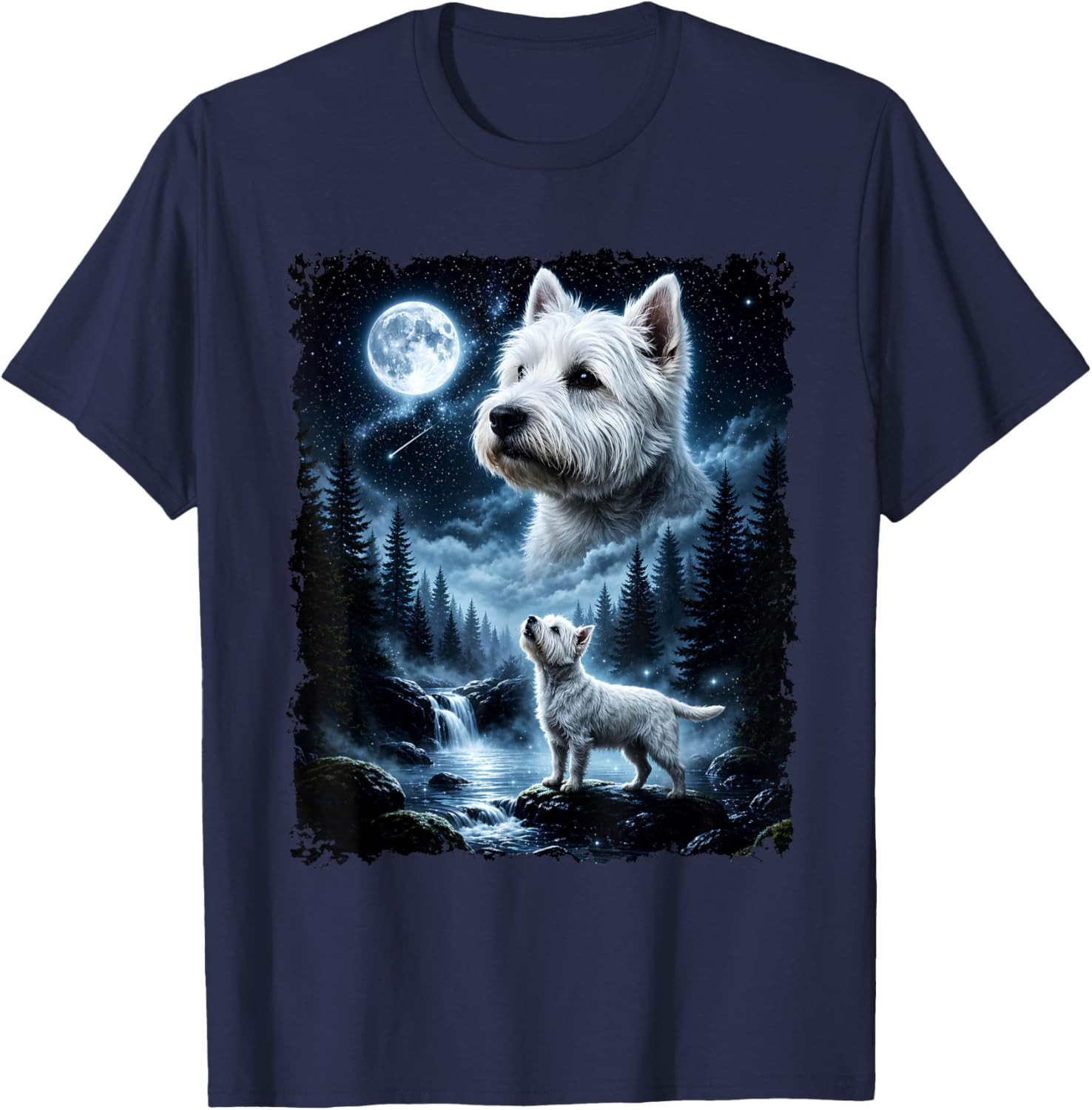 West Highland White Terrier Howling At The Moon Halloween T-Shirt