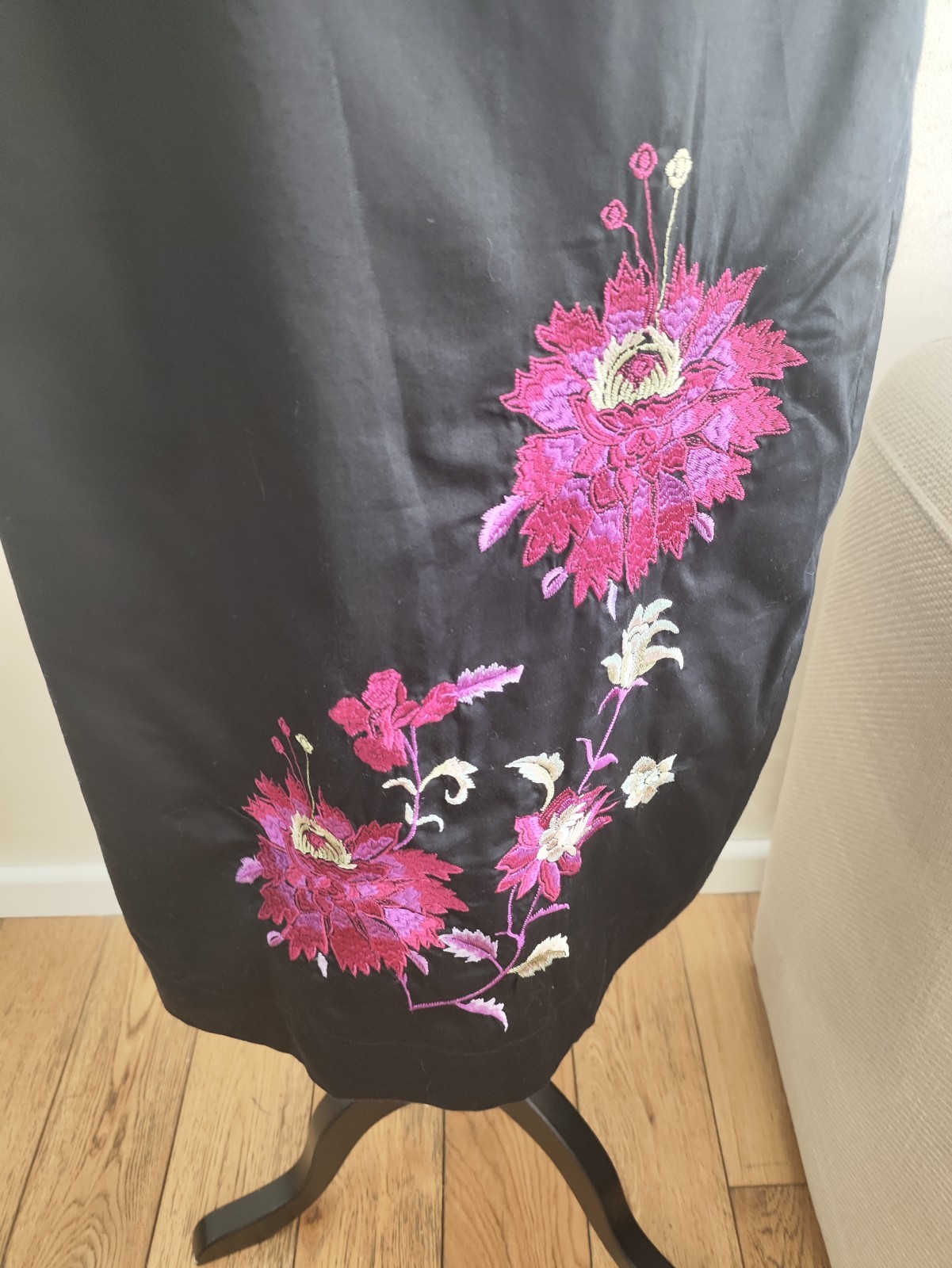 Monsoon Knee Dress Size 14 Womens Black Pink Summer Occasion Party Embroidered