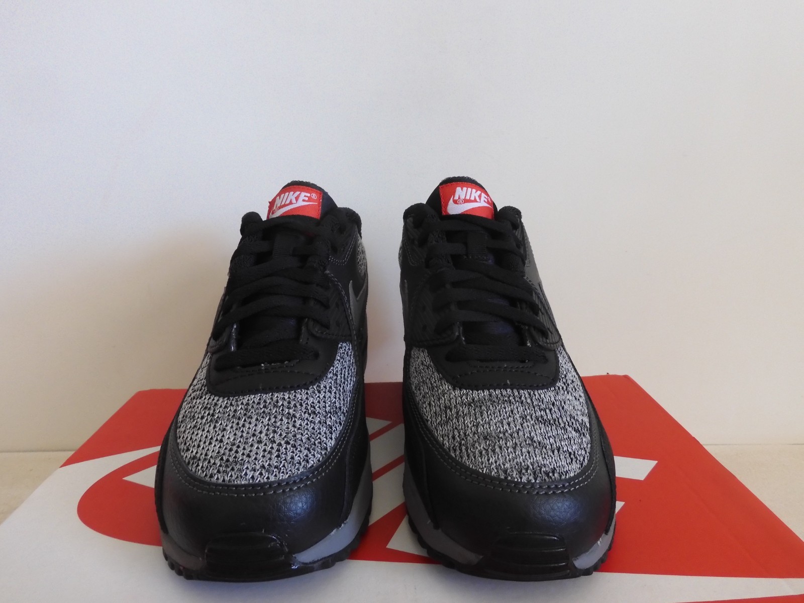 Nike Air Max 90 Essential Wool Black-Grey-Anthracite-Red Sz 9 Rare! [537384-065]