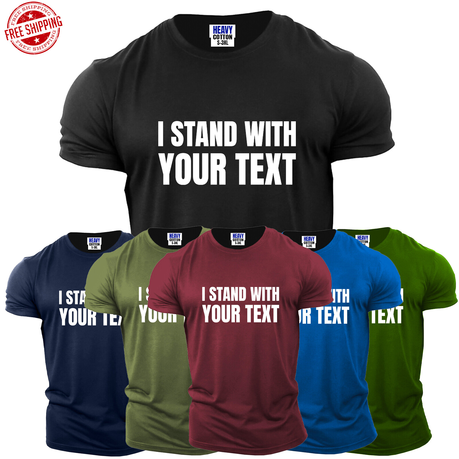 Personalized Your Text Here Customized Mens T-Shirt Funny Sarcastic USA Gift Tee