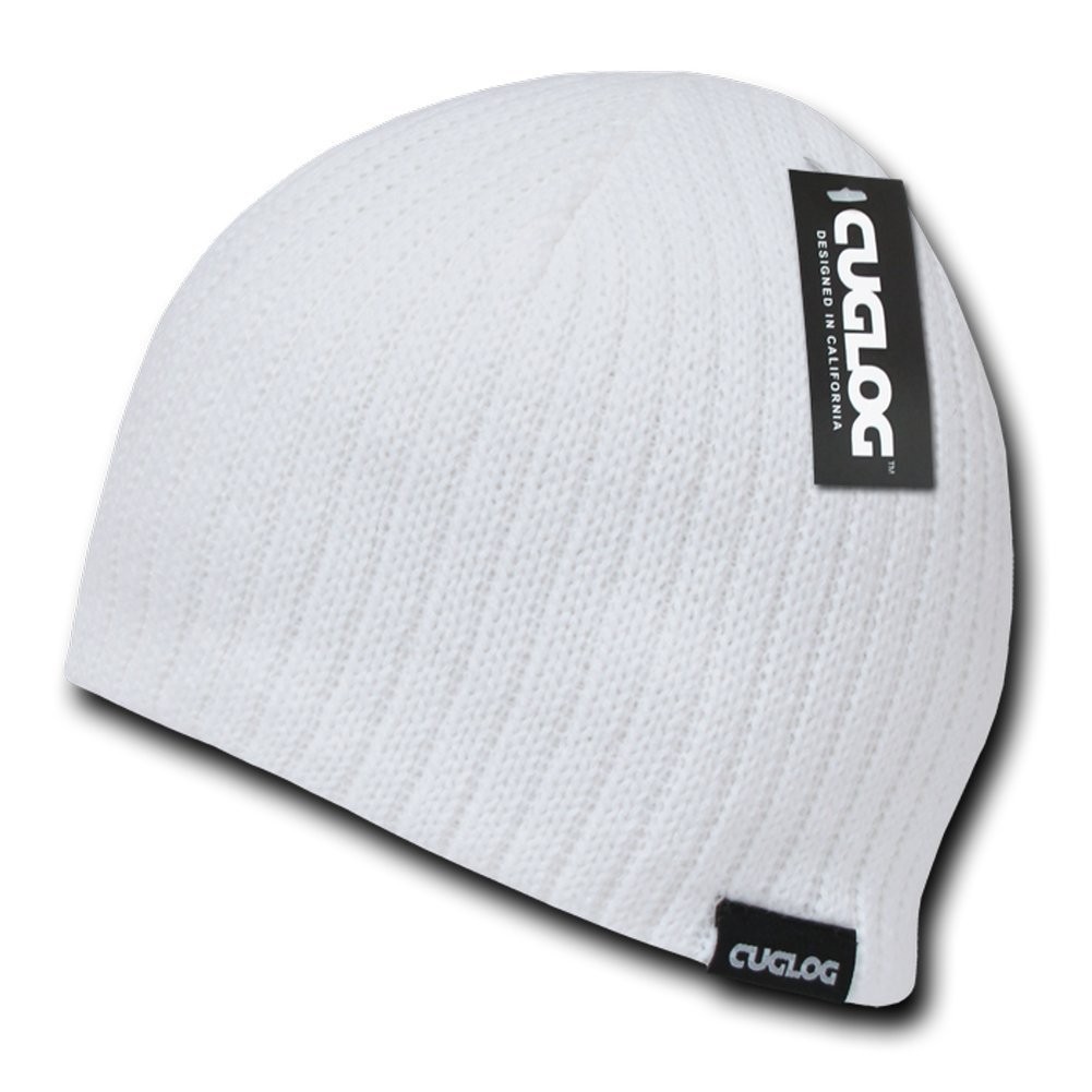 White Solid Warm Winter Ski Snowboard Knit Skull Beanie Beanies Cap Hat Hats