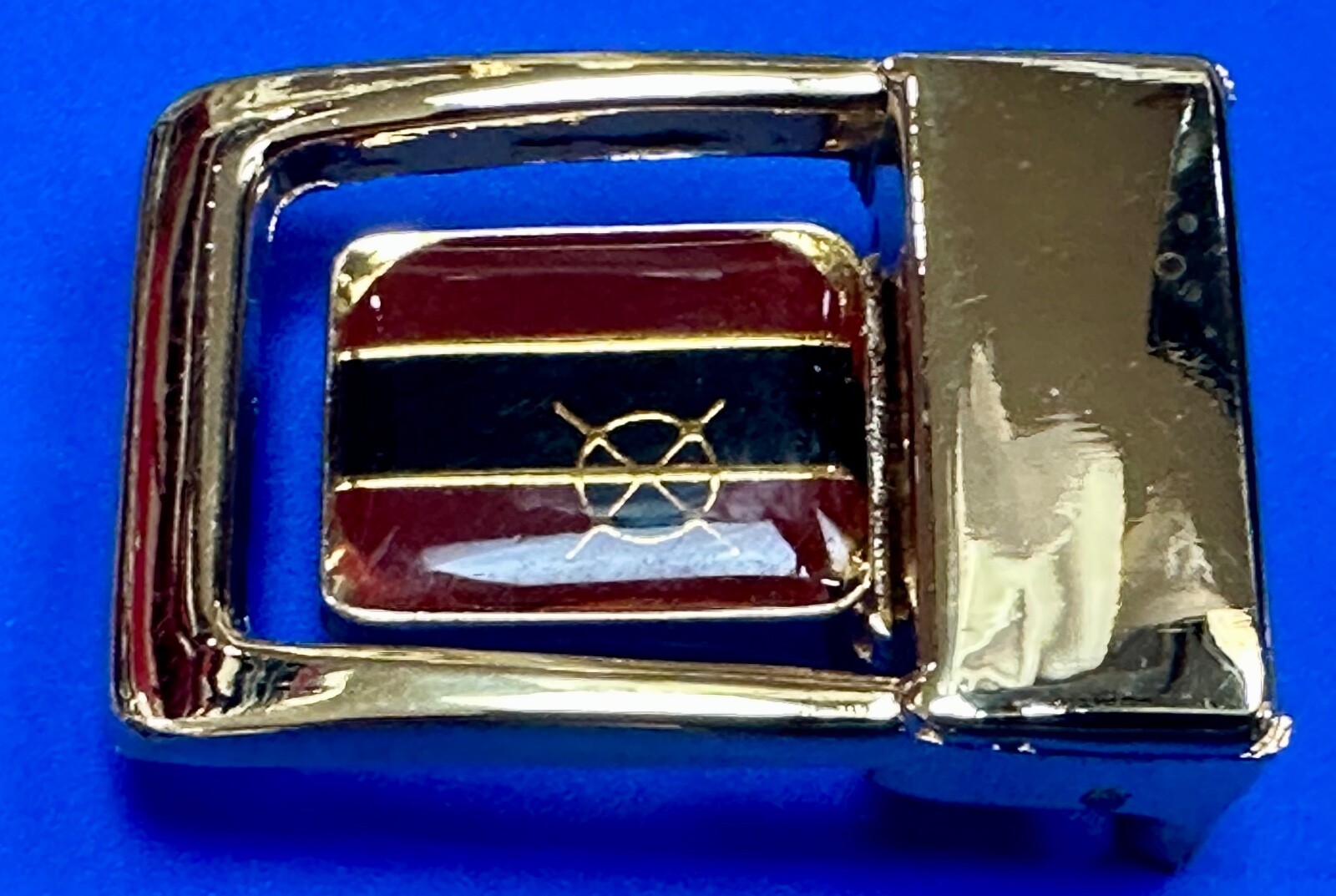 Sail Boat Wheel Nautical Retro Small Swing Out Gold Color Belt Buckle