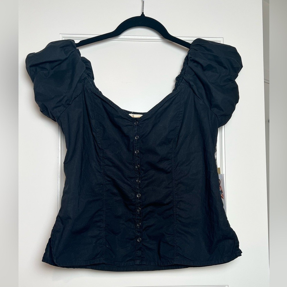 Nation LTD Angel Bubble Sleeve Pima Cotton Top (Small)
