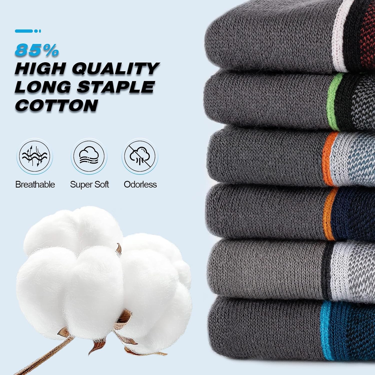 6 Pairs Cushioned Comfort Moisture Wicking Low Cut Cotton Blend Sports Everyday