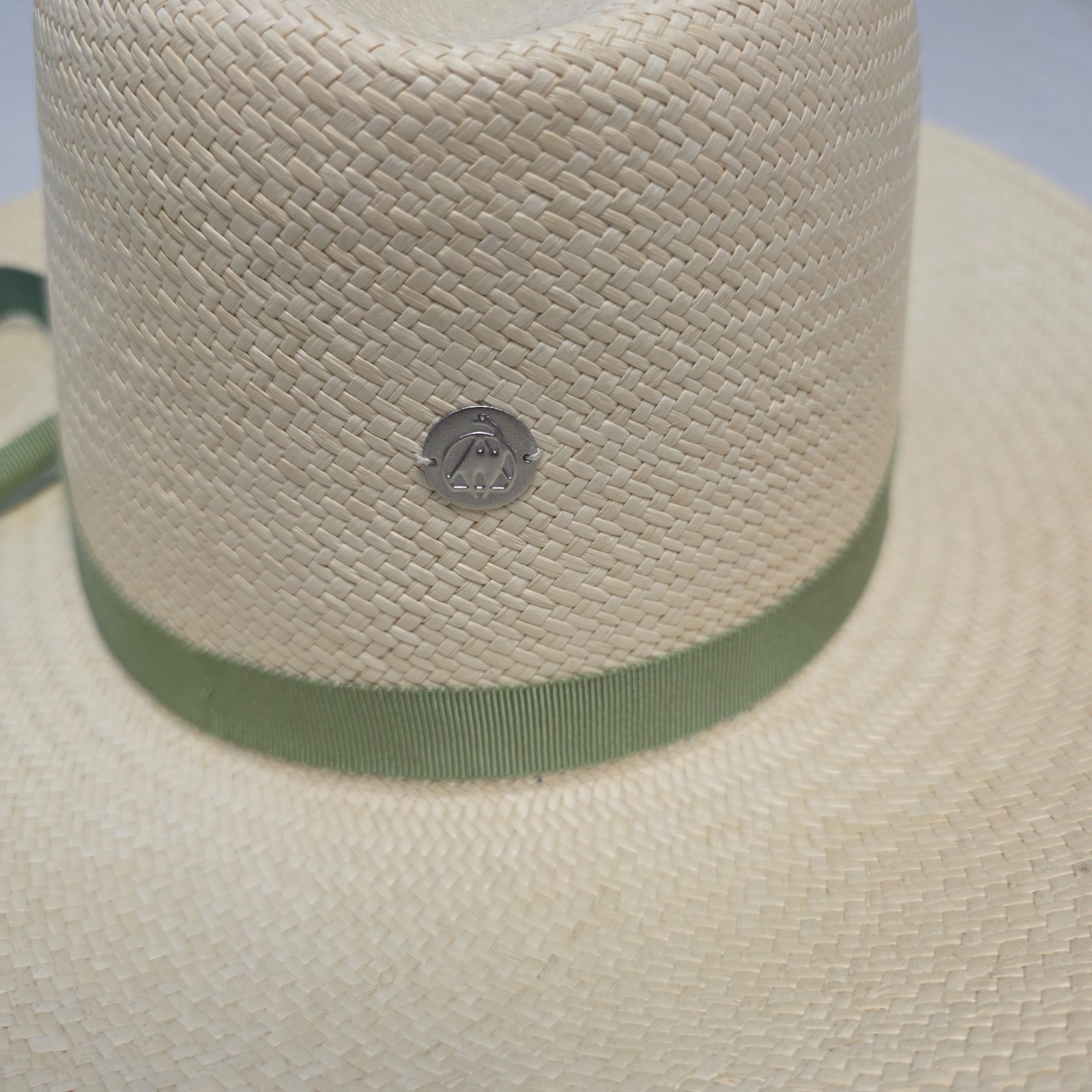 $285 New FREYA Straw Hat Sun Protection UPF 50 Women LARGE Beige Seafoam Ribbon