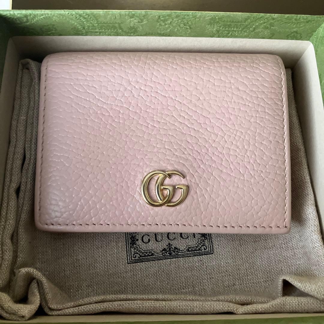 GUCCI Mini Wallet Marmont GG Logo Bi fold Pink