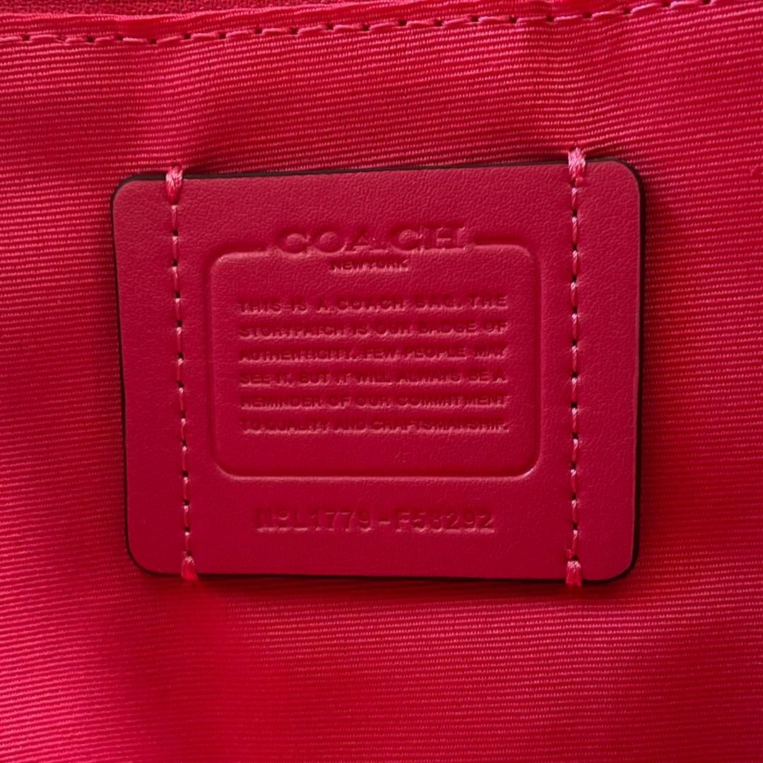 Coach Signature Tote Bag Pink Leather 29x46cm/11.4×18.1in Used