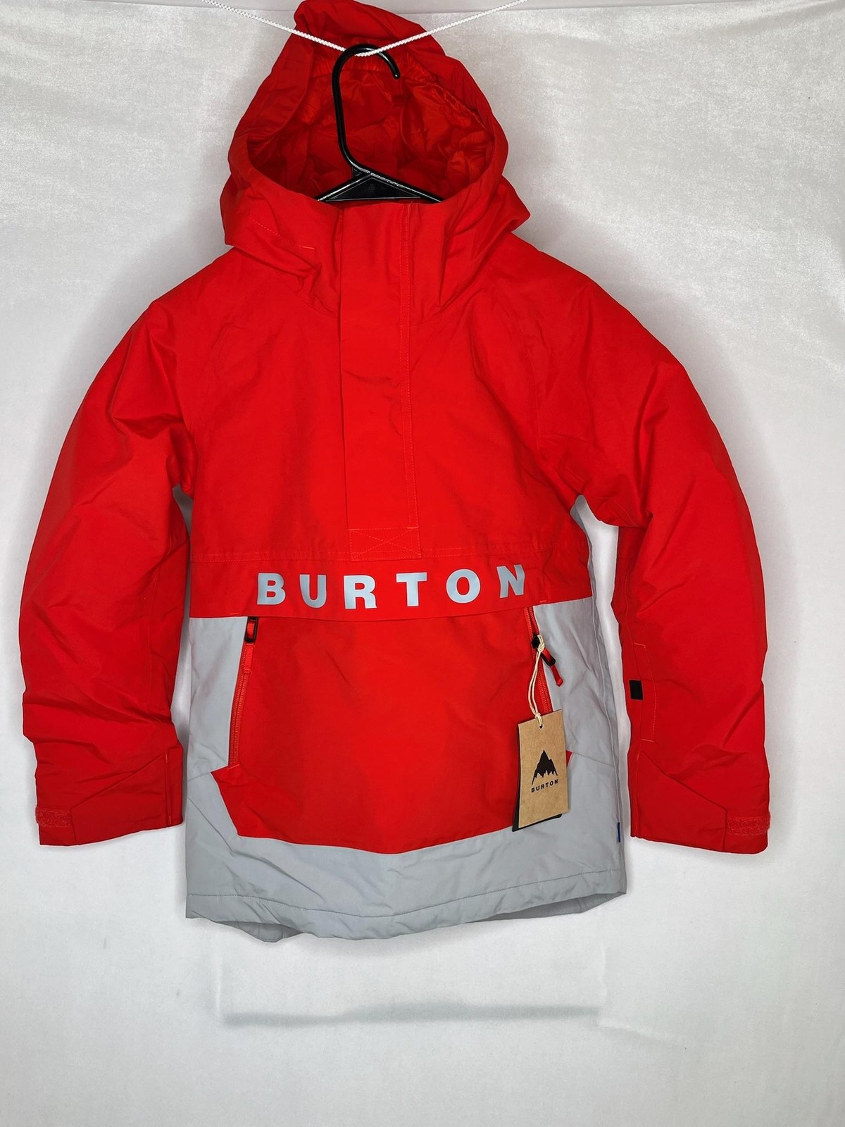 Burton K Frostner Anorak Jacket Youth 10 Red Gray Insulated Ski Pullover NEW