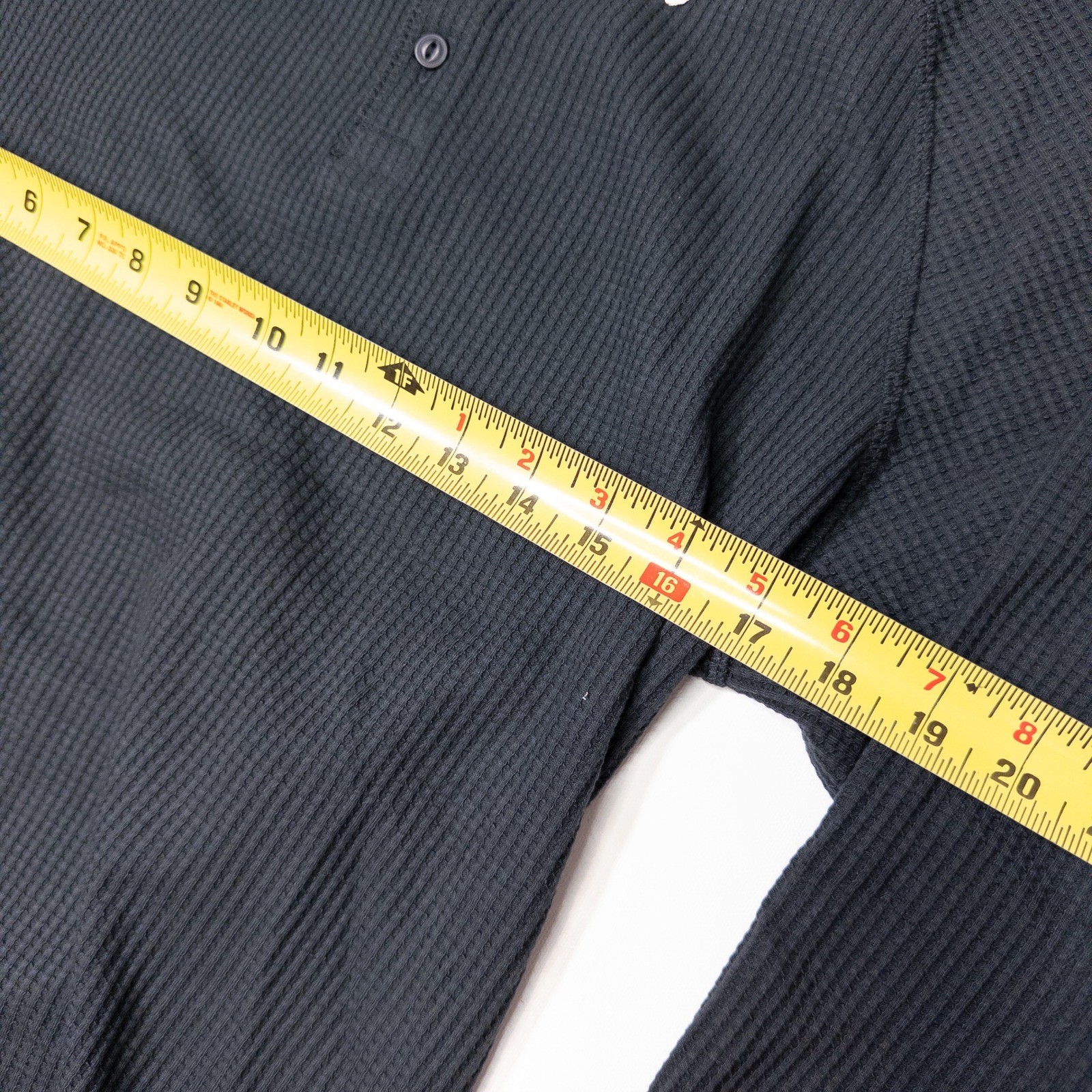 Sun + Stone Henley Shirt Mens Large Black New Waffle Knit Long Sleeve 00178477MN