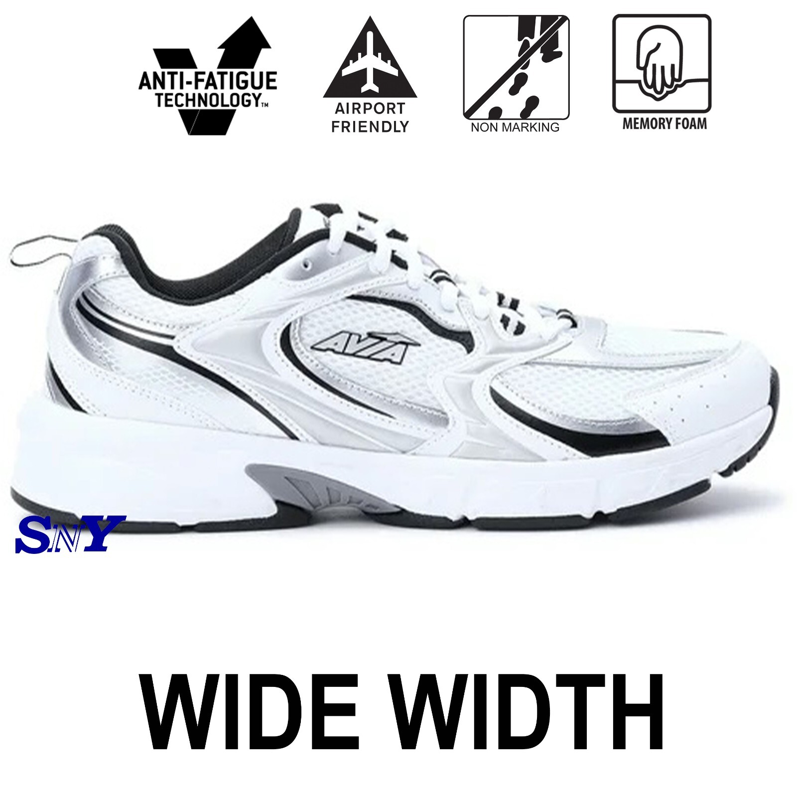 Avia Men’s 5000 Performance Walking Sneakers Lightweight Breathable White Shoes