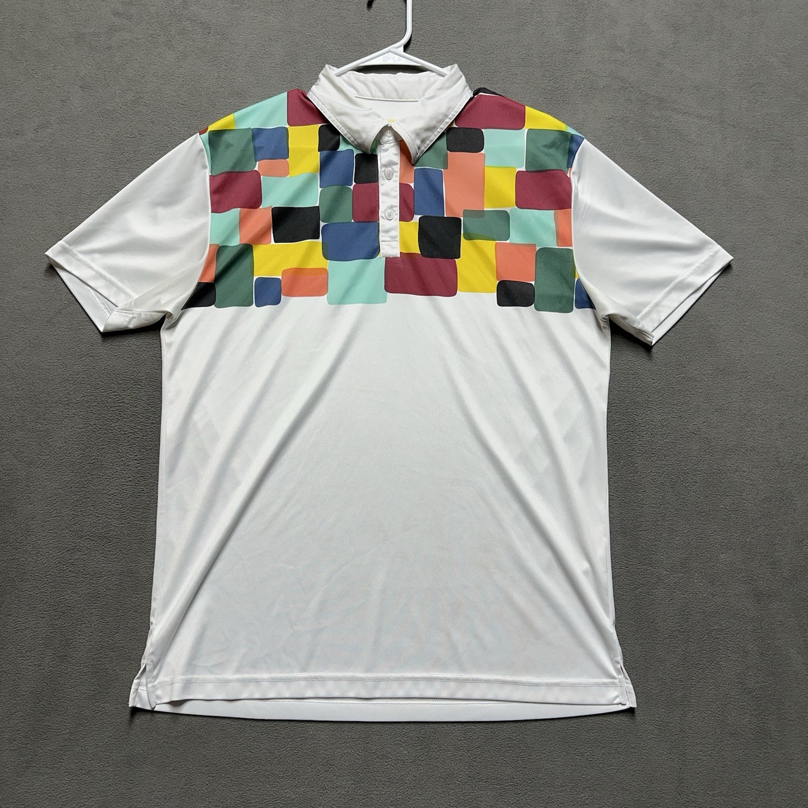 Loudmouth Shirt Mens Large White Colorblock Golf Polo Short Sleeve Performance