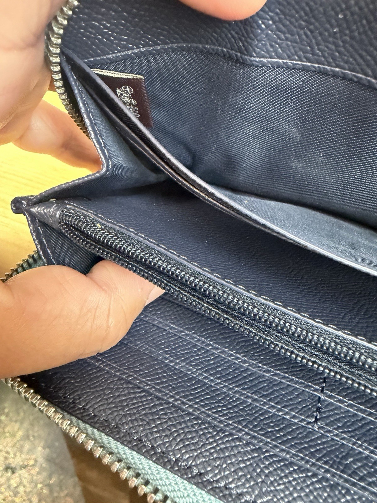Authentic Coach Light Blue Crossgrain Leather Zip Around Wallet