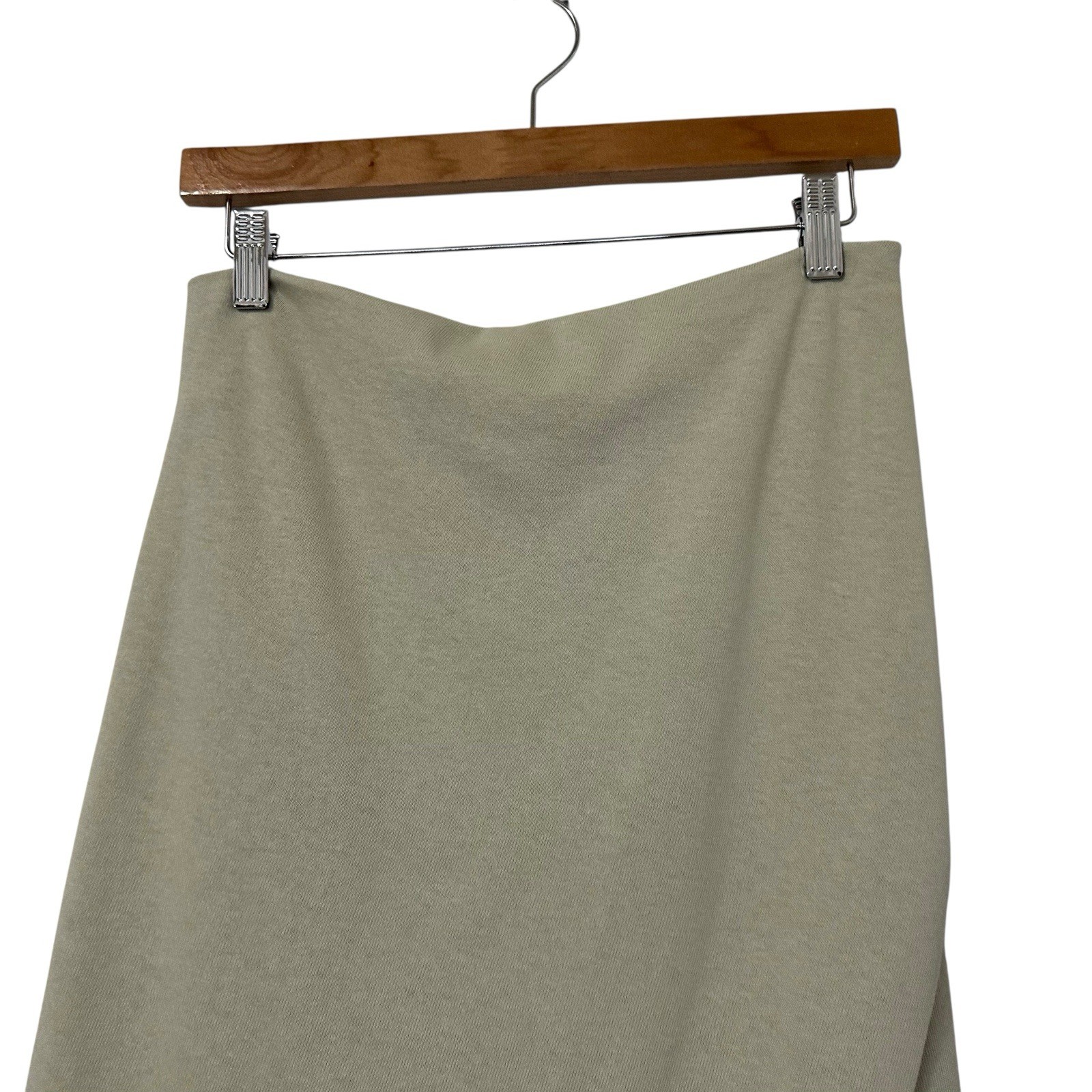 6397 Womens Draped Wrap Skirt Size XS Chalk Light Green 100% Cotton Midi