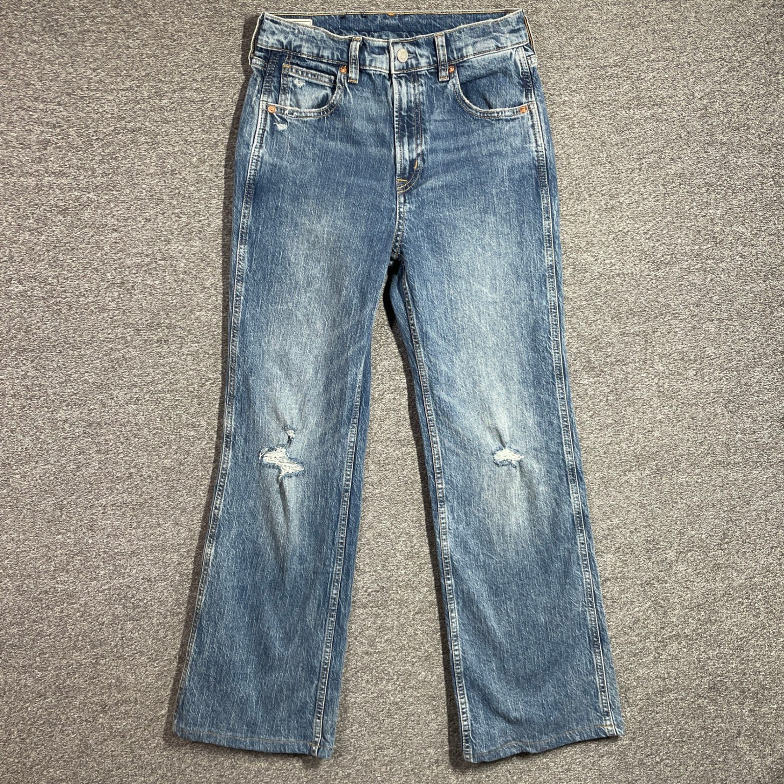 Gap Vintage Flare High Rise Jeans Womens 4R 27 Light Indigo Distressed 600432-00