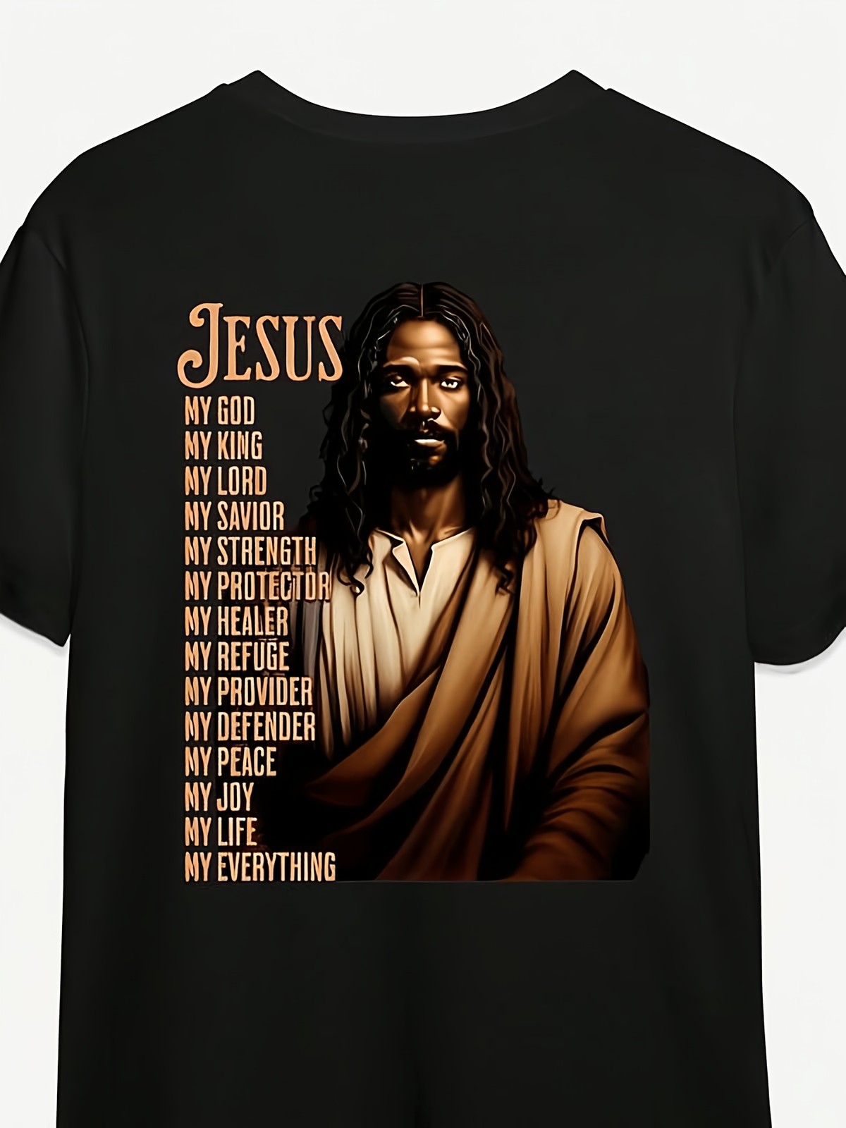 Christian Jesus Long Hair Religious Graphic Men’s T-Shirt Faith Vintage Art Tee