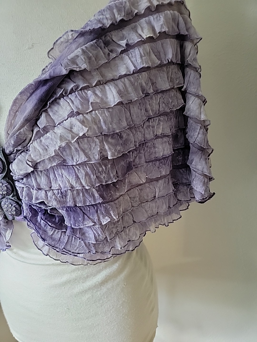 Vintage Pretty Angel Ruffle Top Medium Purple Crop Silk Blend Festival Boho