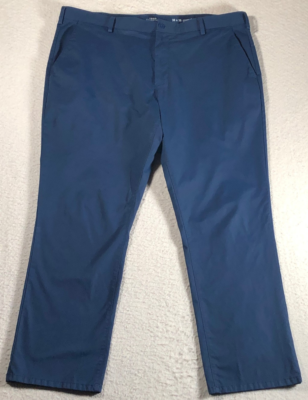 IZOD Advantage Men’s Chino Pants Flat Straight Fit Blue Cotton Stretch 40×30