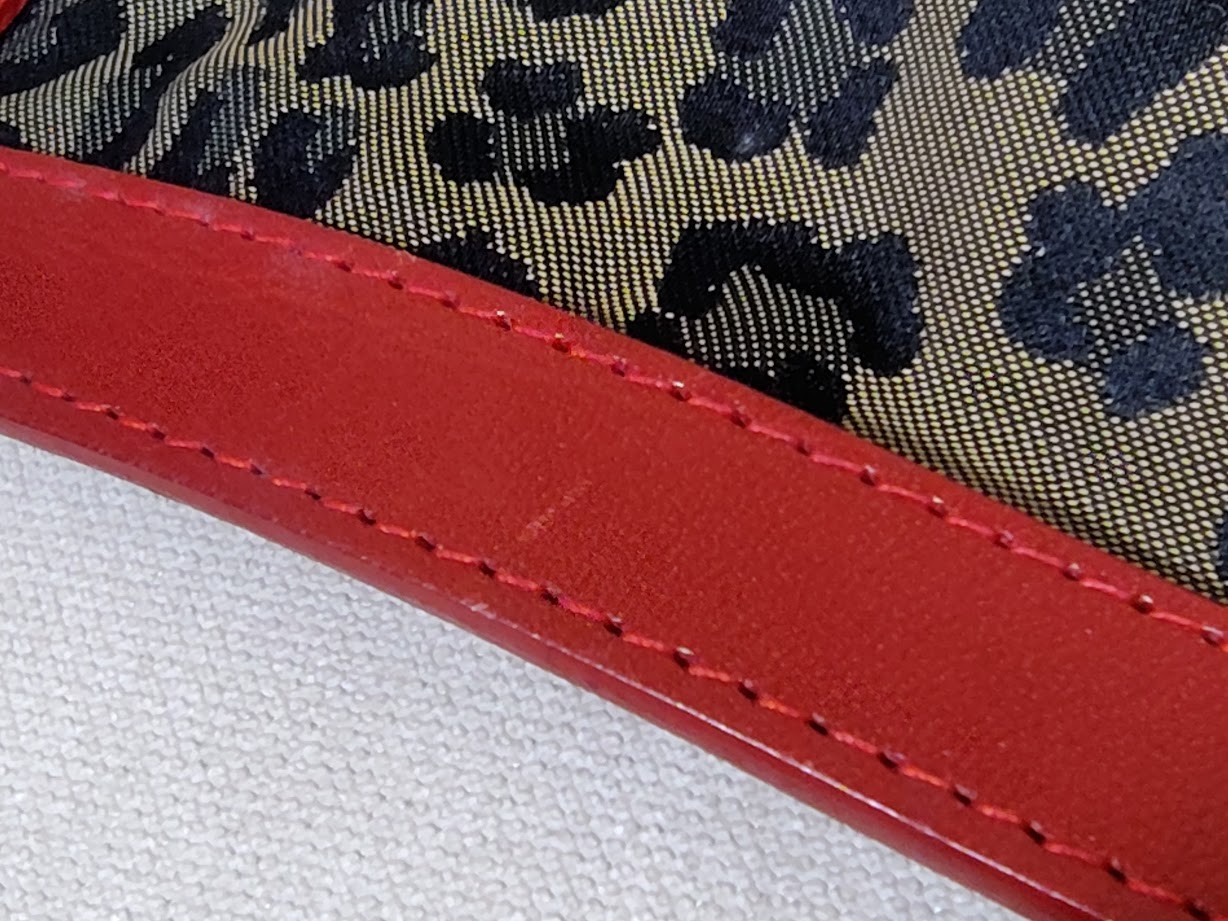 Fendi Clutch Bag Purse Leopard Leather Nylon Authentic 398T0359
