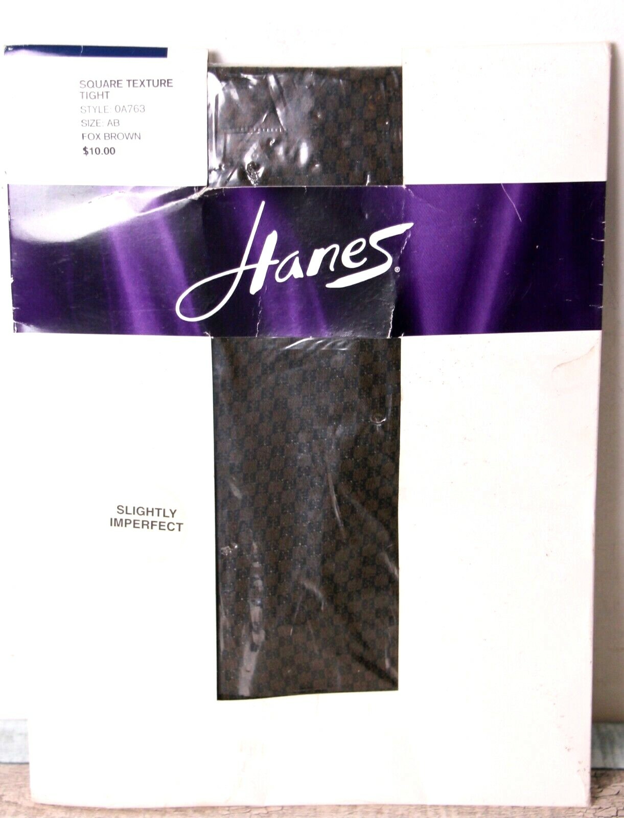 NEW Hanes OA763 ITALY FOX BROWN 92%NYLON 8%SPANDEX SQUARE TEXTURE TIGHTS Sz A/B