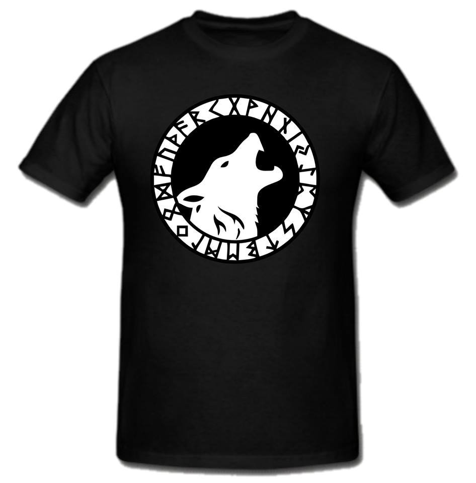 Viking wolf teeth fur Runes odin thor odin Tee t-shirt all sizes available