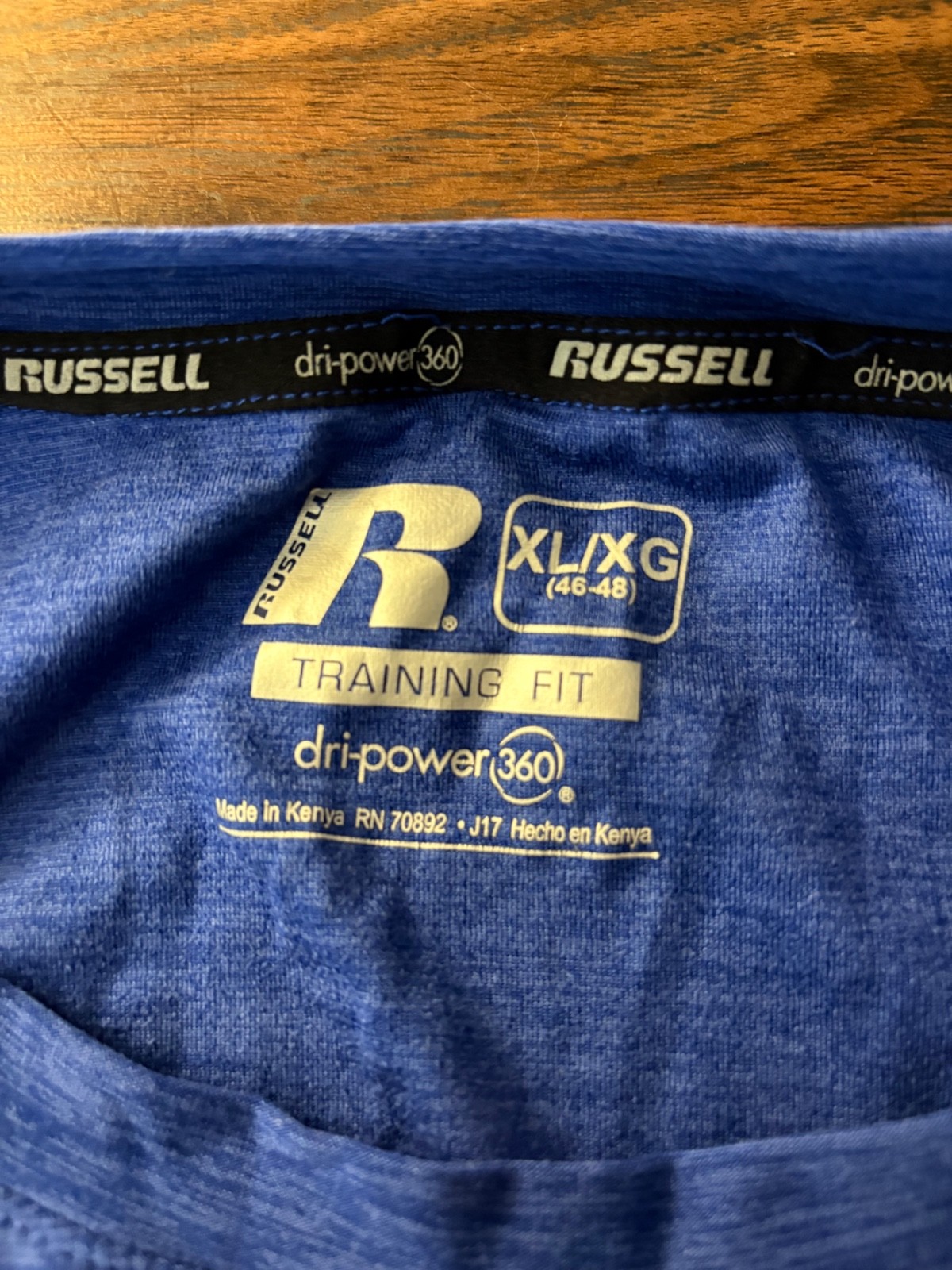 Russell Dri Power 360 Mens XL 46-48 Long Sleeve Shirt Blue Training Athletic