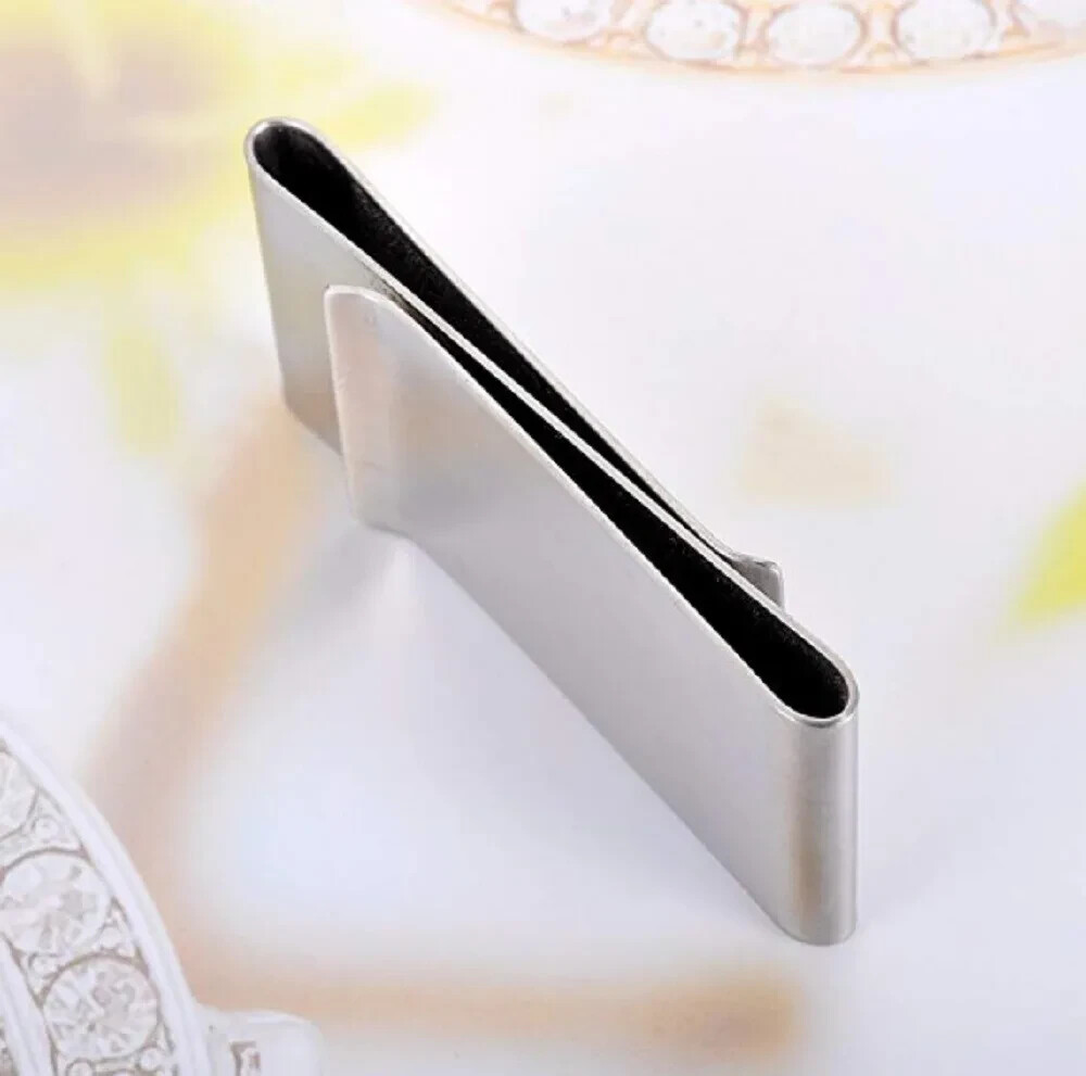Double-Sided Money Clip Wallet – Stainless Steel Credit Card Holder, Slim Design