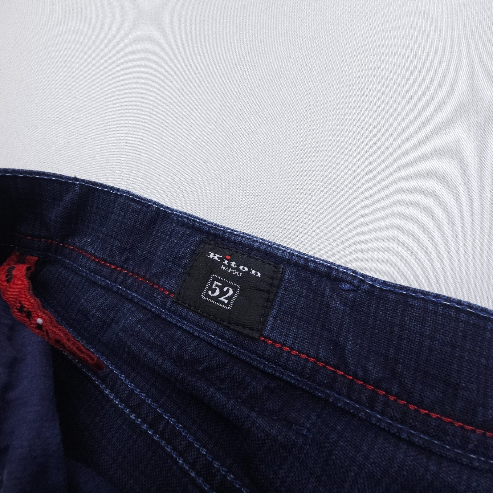 Kiton Napoli Stretch Cotton Trouser 5 Pocket Pants Size 52 (34 x 32″) Blue Italy