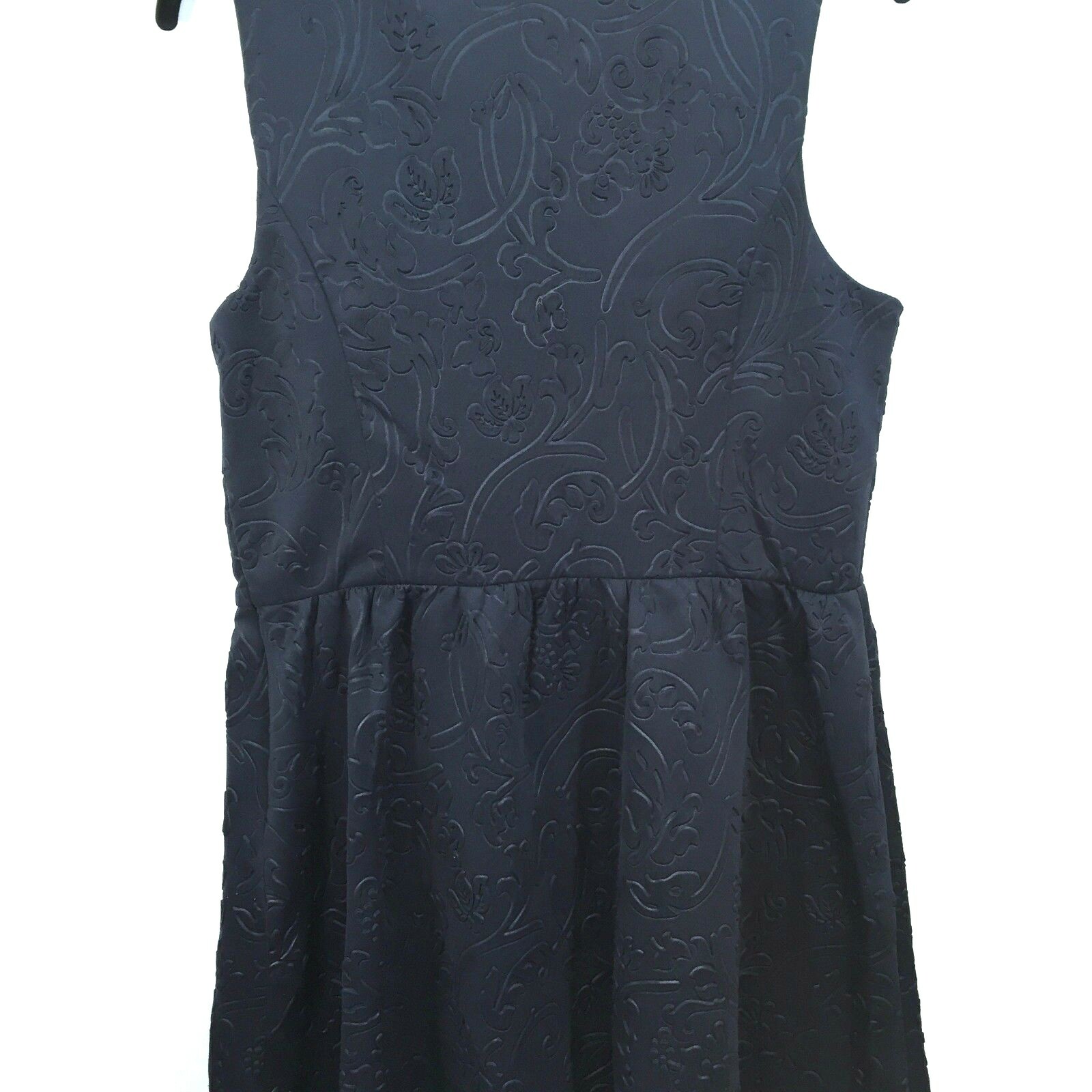 Kensie Dress Size 10 Navy Blue Textured Foliage Sleeveless Side Zipper