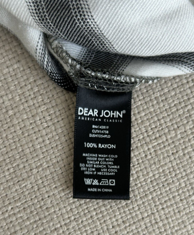 Dear John Button Up Ombre Shirt Med Frayed Hem Drawstring Sleeve Indie Vanguard