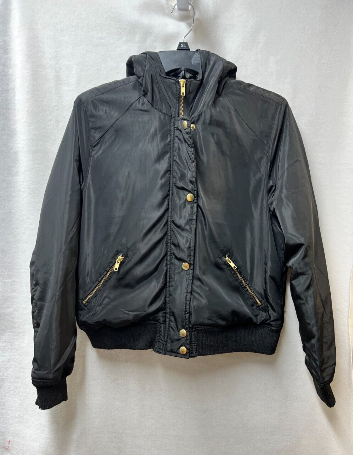 Ambiance Outerwear Black Hooded Lined Jacket Women Sz Medium M FAST SHIP!