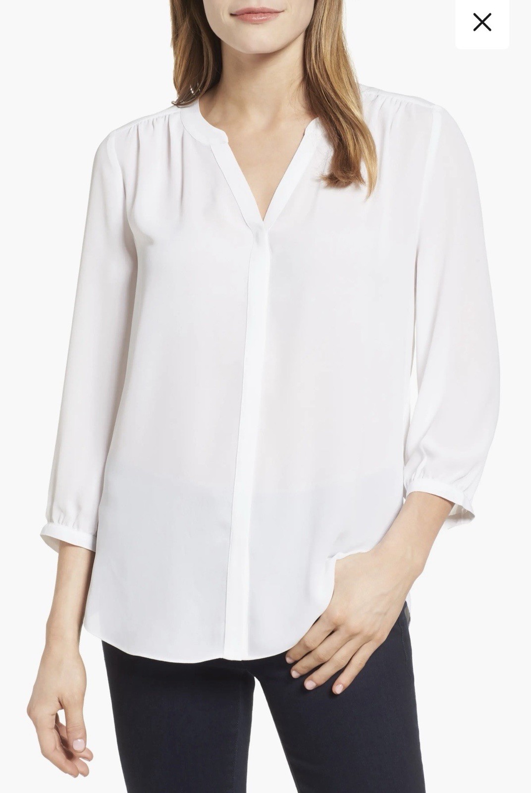NYDJ Pintuck Blouse Optic White NWT $89 Size Small