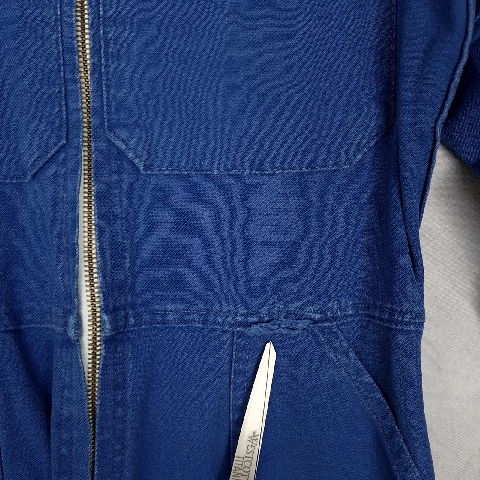 Vntg French Coveralls Womens Small Work Jumpsuit Utility Boiler Suit YKK Zip 80s